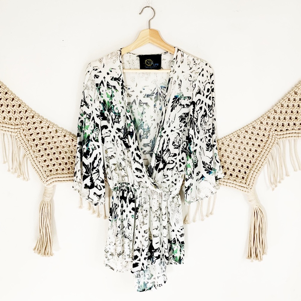 Blue Life Boho Sleeve Wrap Floral Romper